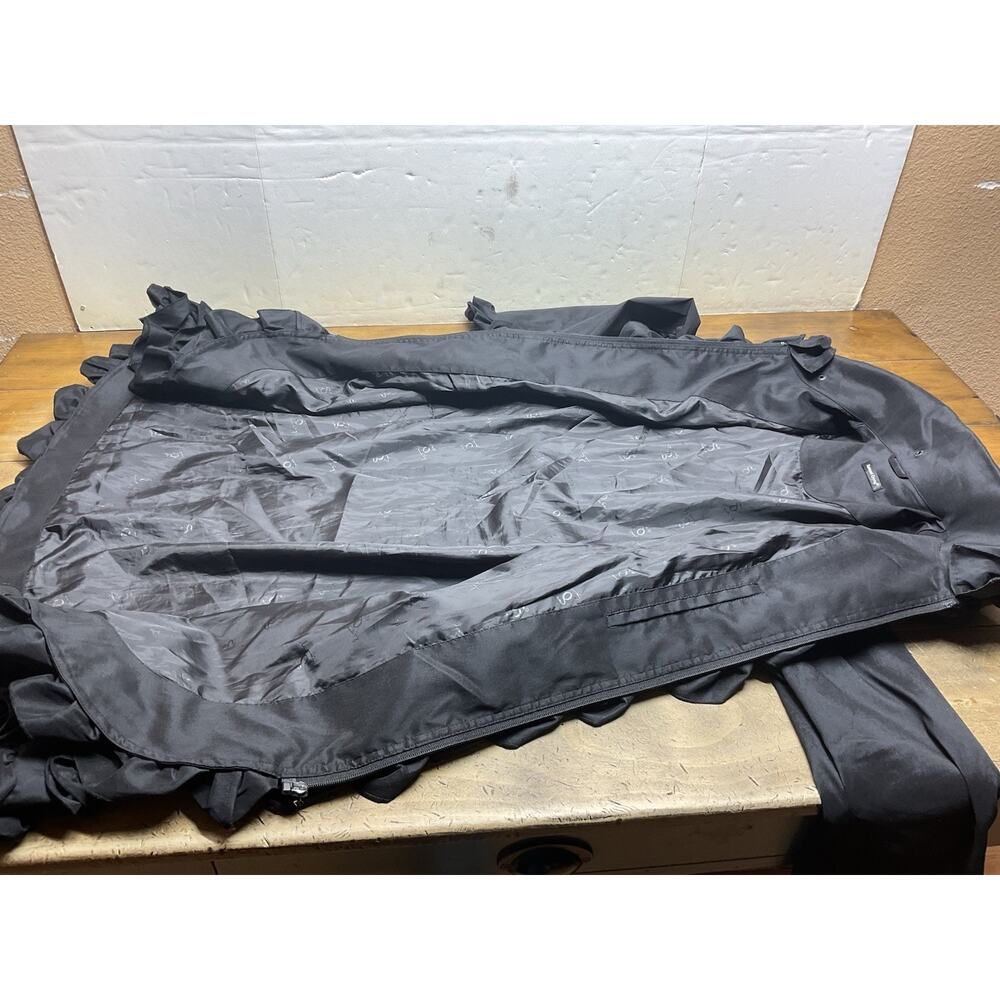 Samuel Dong Bubble Coat Dress Black Medium Ruffle Trench Goth READ - Picture 9 of 16